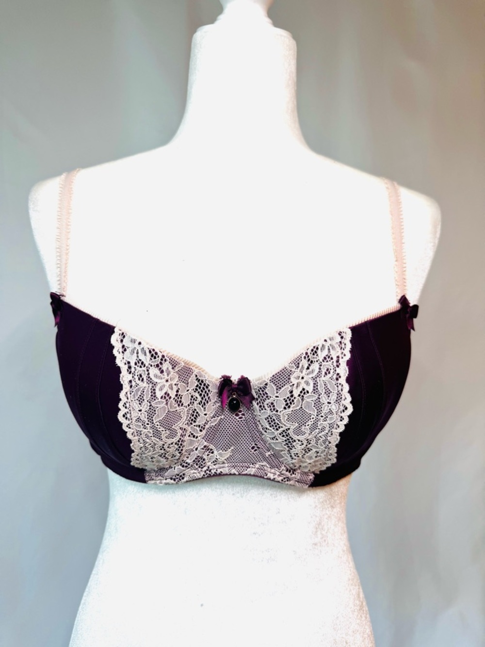 Hunkemöller Lace Balconette Bra – Plum & Blush - Size 36B
